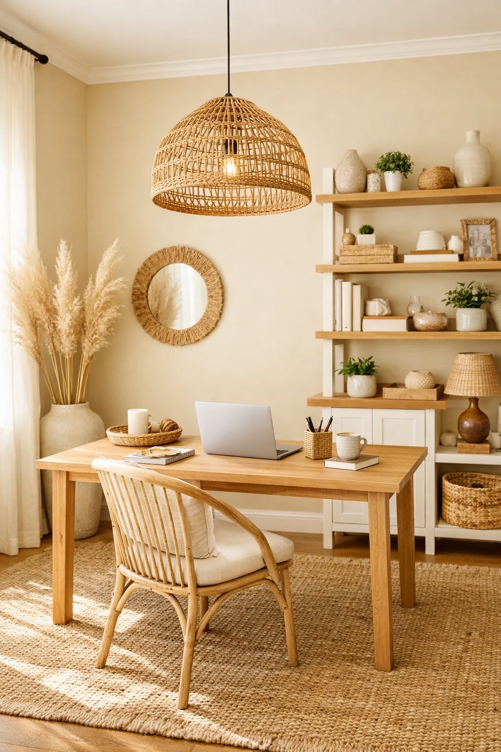 Paint Color Boho Chic Home Office 2 Soft Sandstone