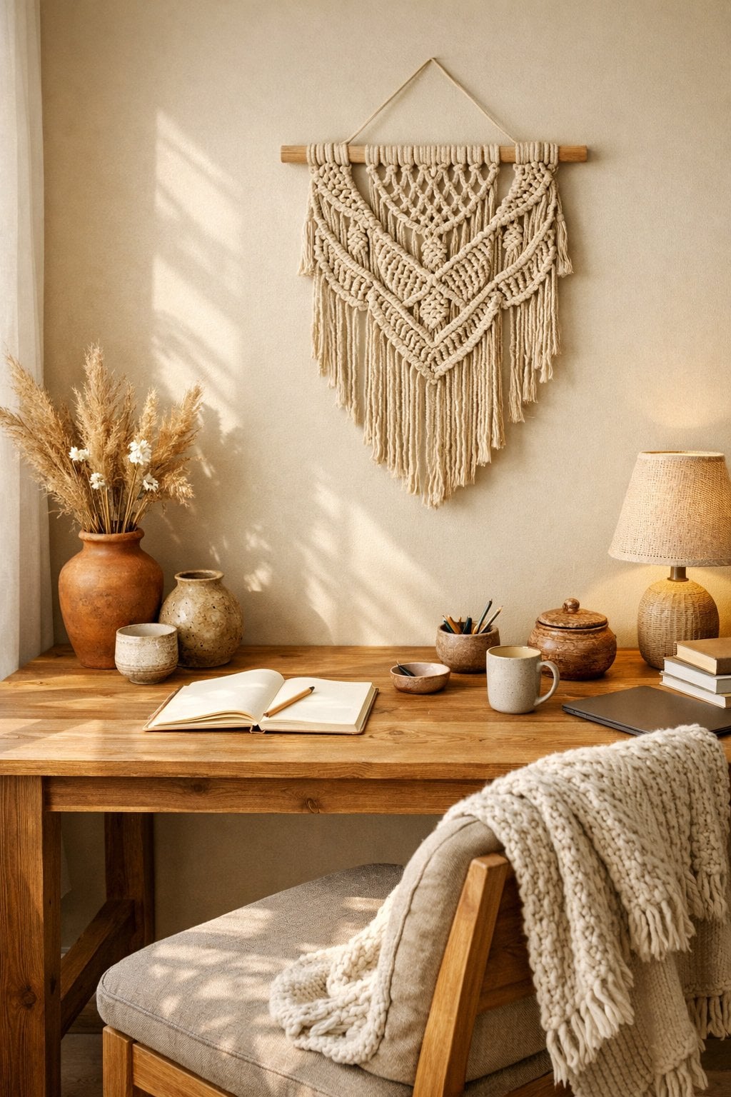Paint Color Boho Chic Home Office 3 Warm Oatmeal