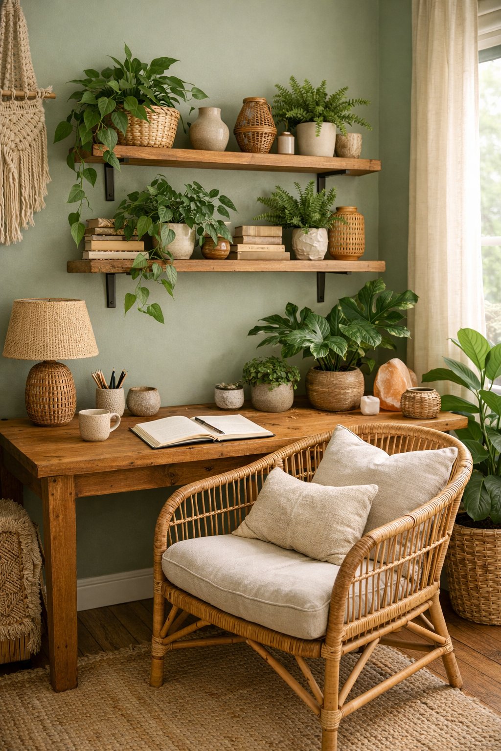 Paint Color Boho Chic Home Office 6 Sagebrush Green