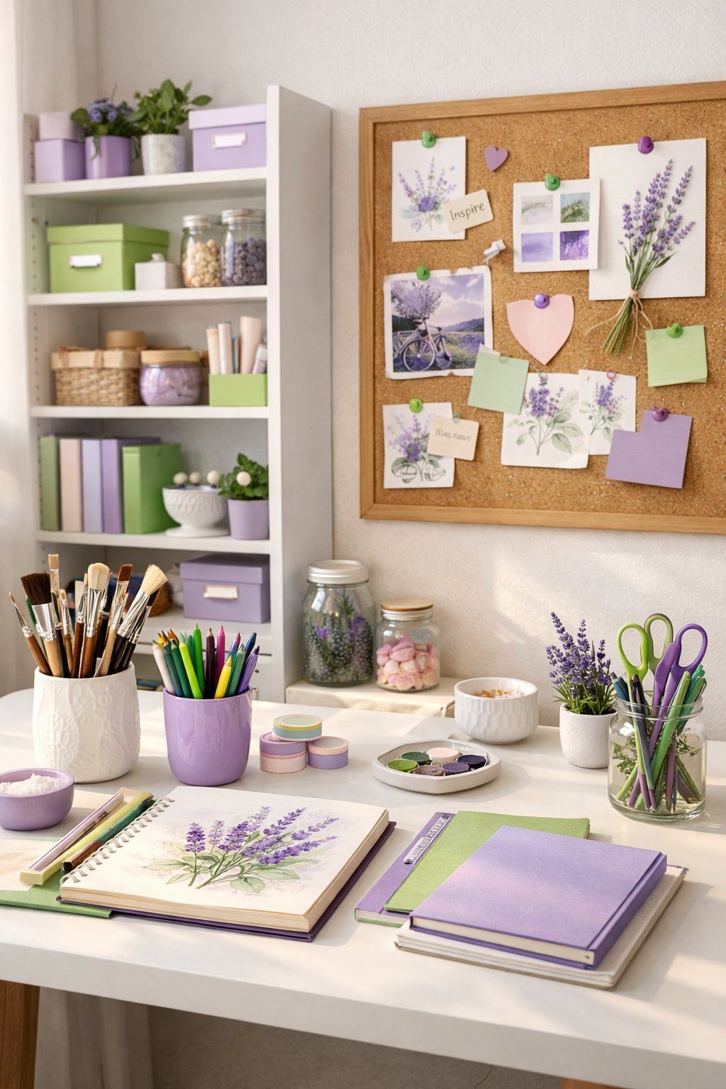 Purple and Green Creative Office