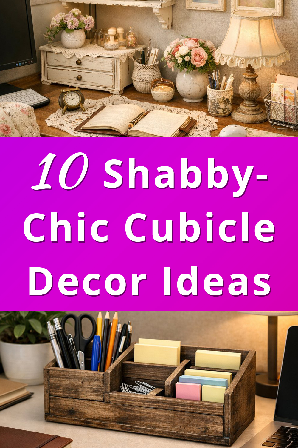 Shabby Chic Office Cubicle Decor Design Ideas pin 1