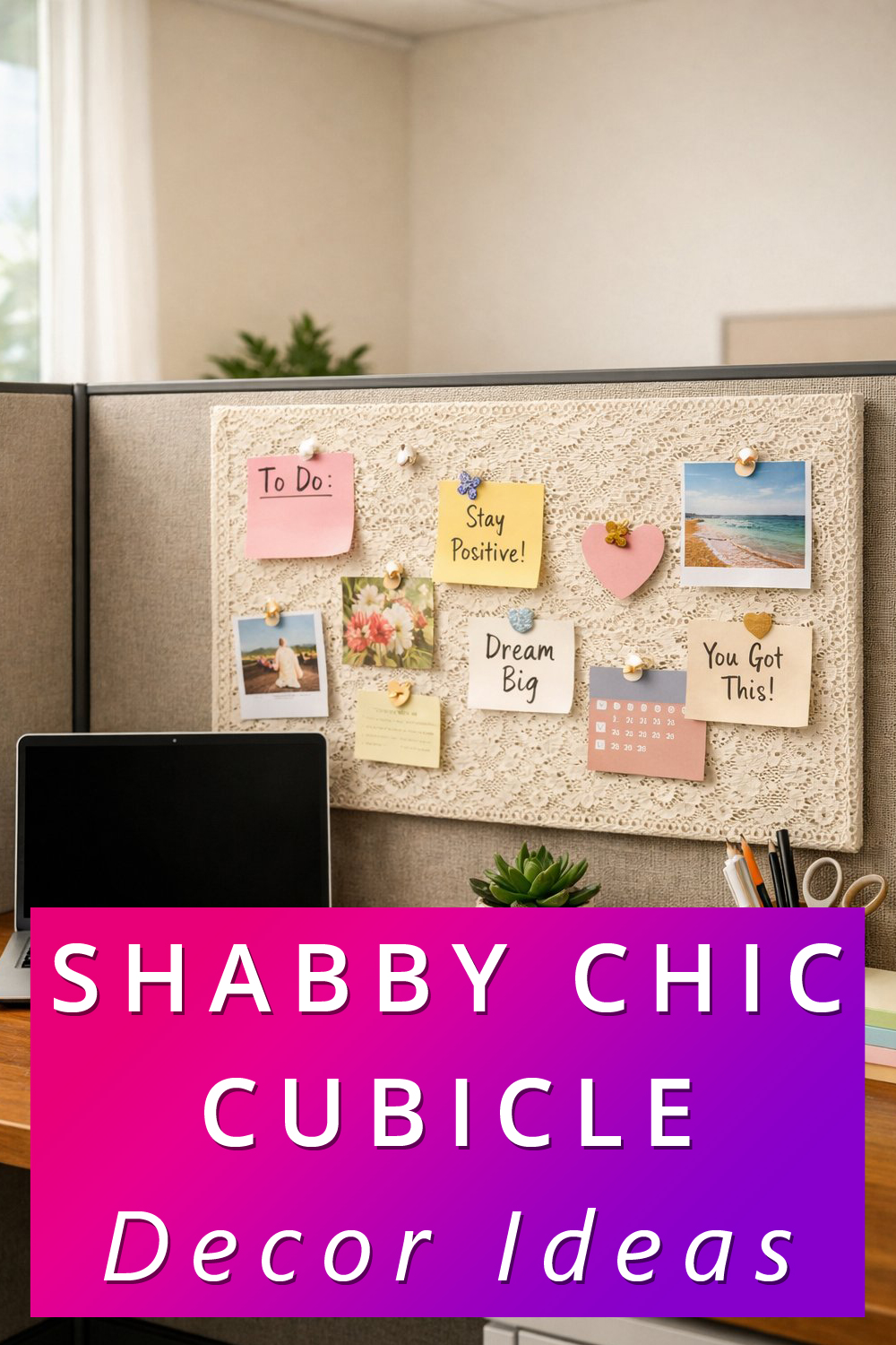 Shabby Chic Office Cubicle Decor Design Ideas pin 2