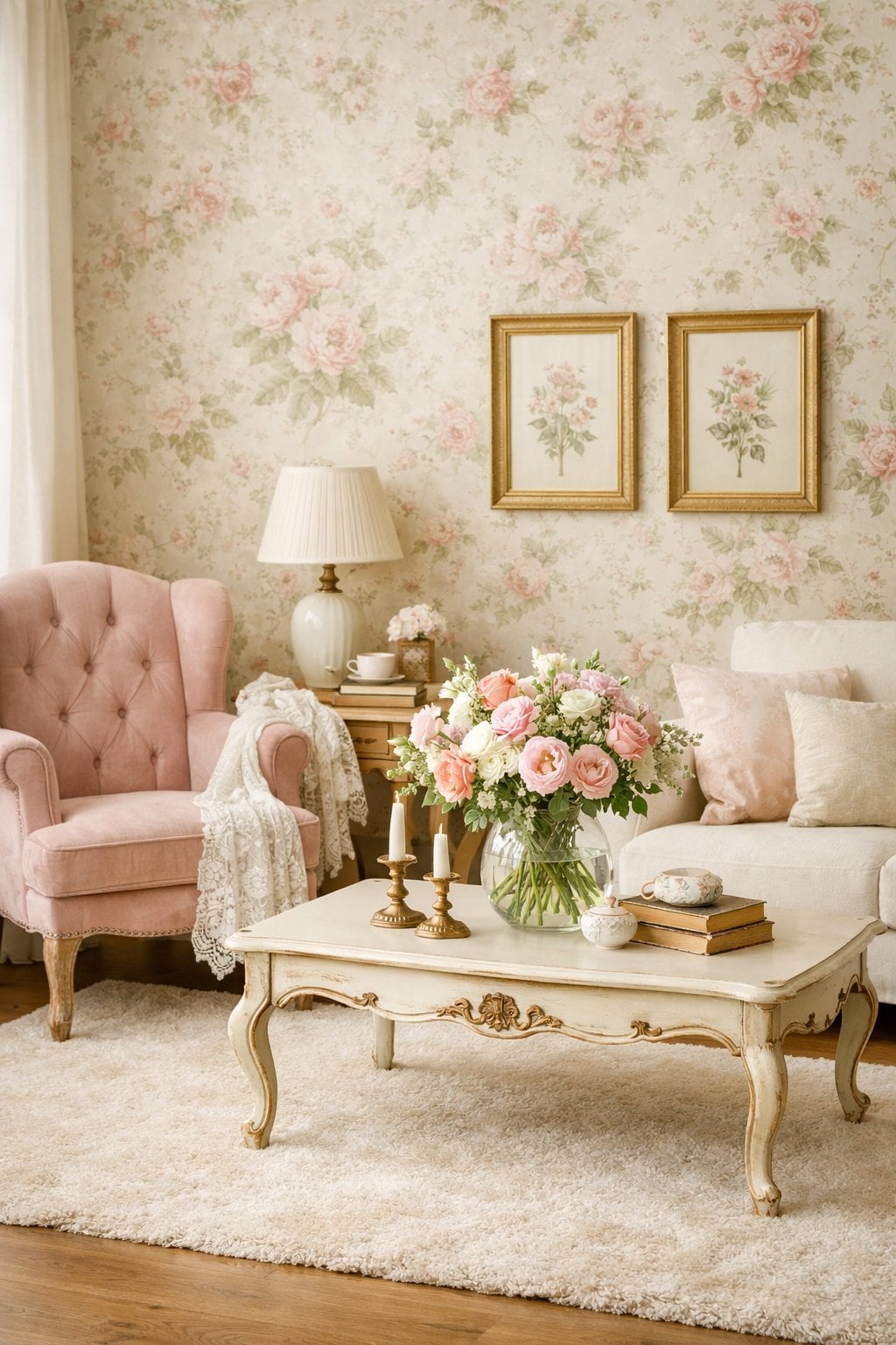 Vintage Feminine Living Room Idea 1
