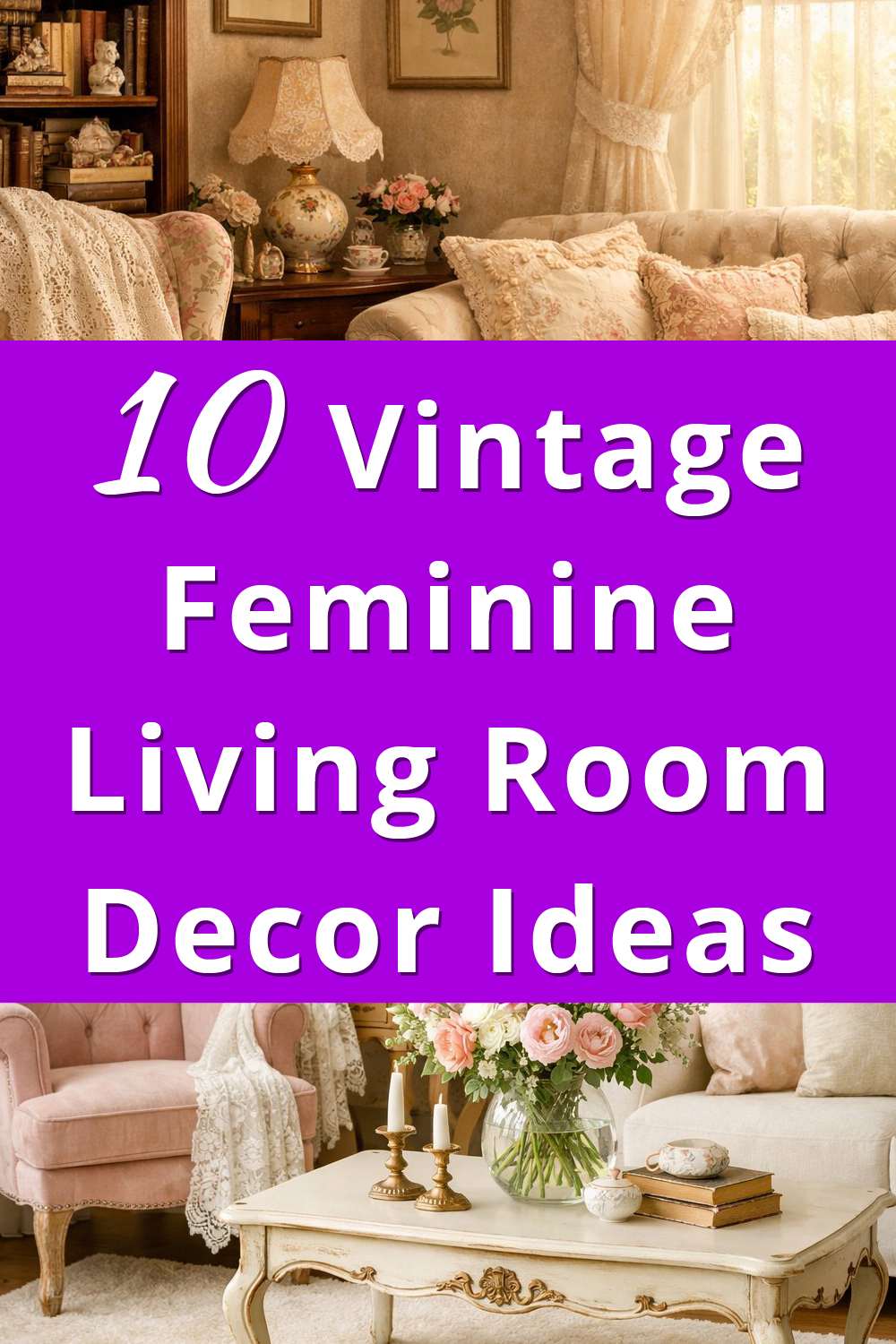 Vintage Feminine Living Room Ideas pin 1