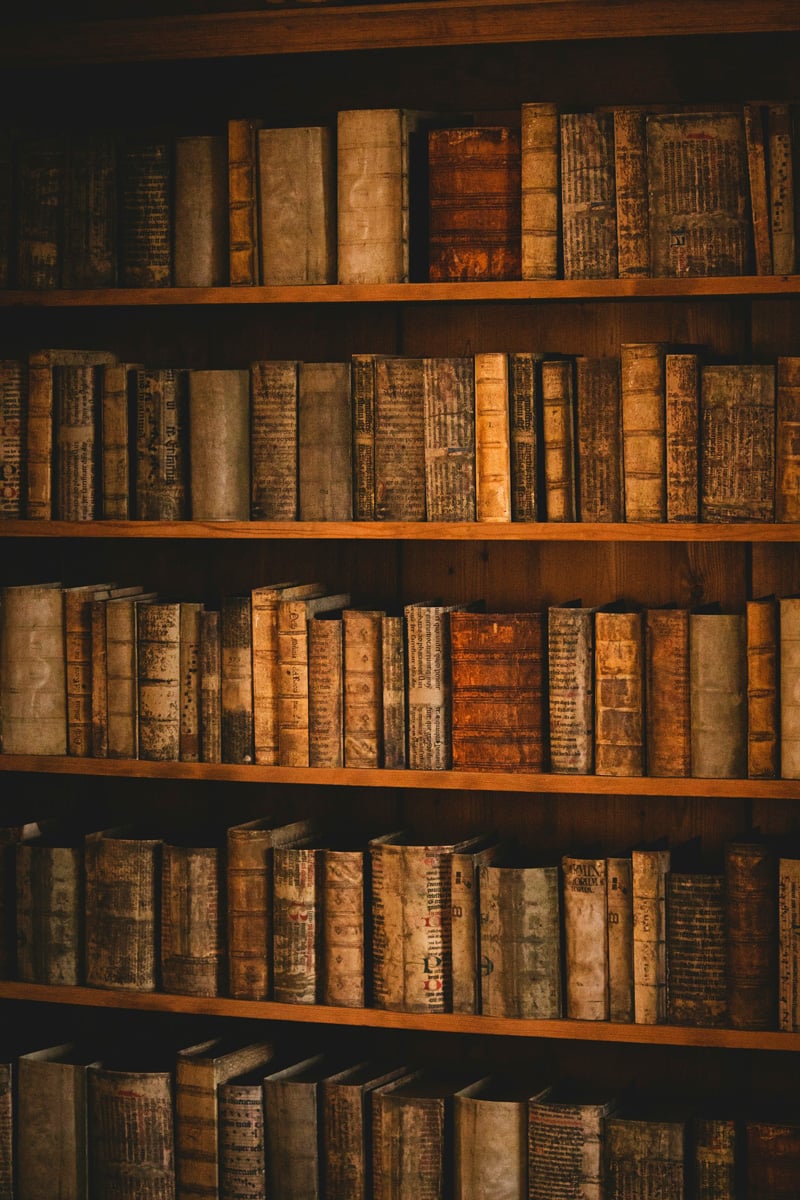 Wooden Bookshelf with Antique Books