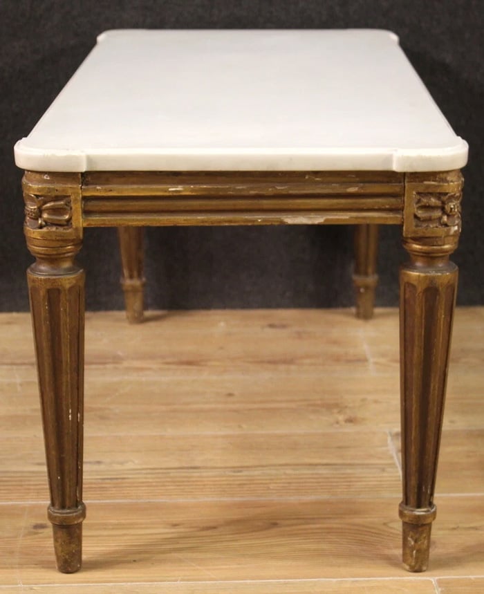 10 2 Louis XVI style Marble Top Coffee Table with Elegant Vintage Detailing
