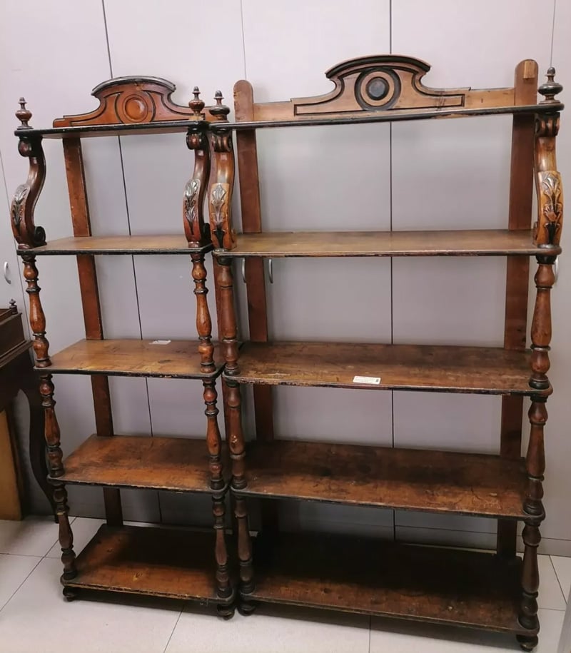 12 Late 19th Century Wooden Etagere Bookcases