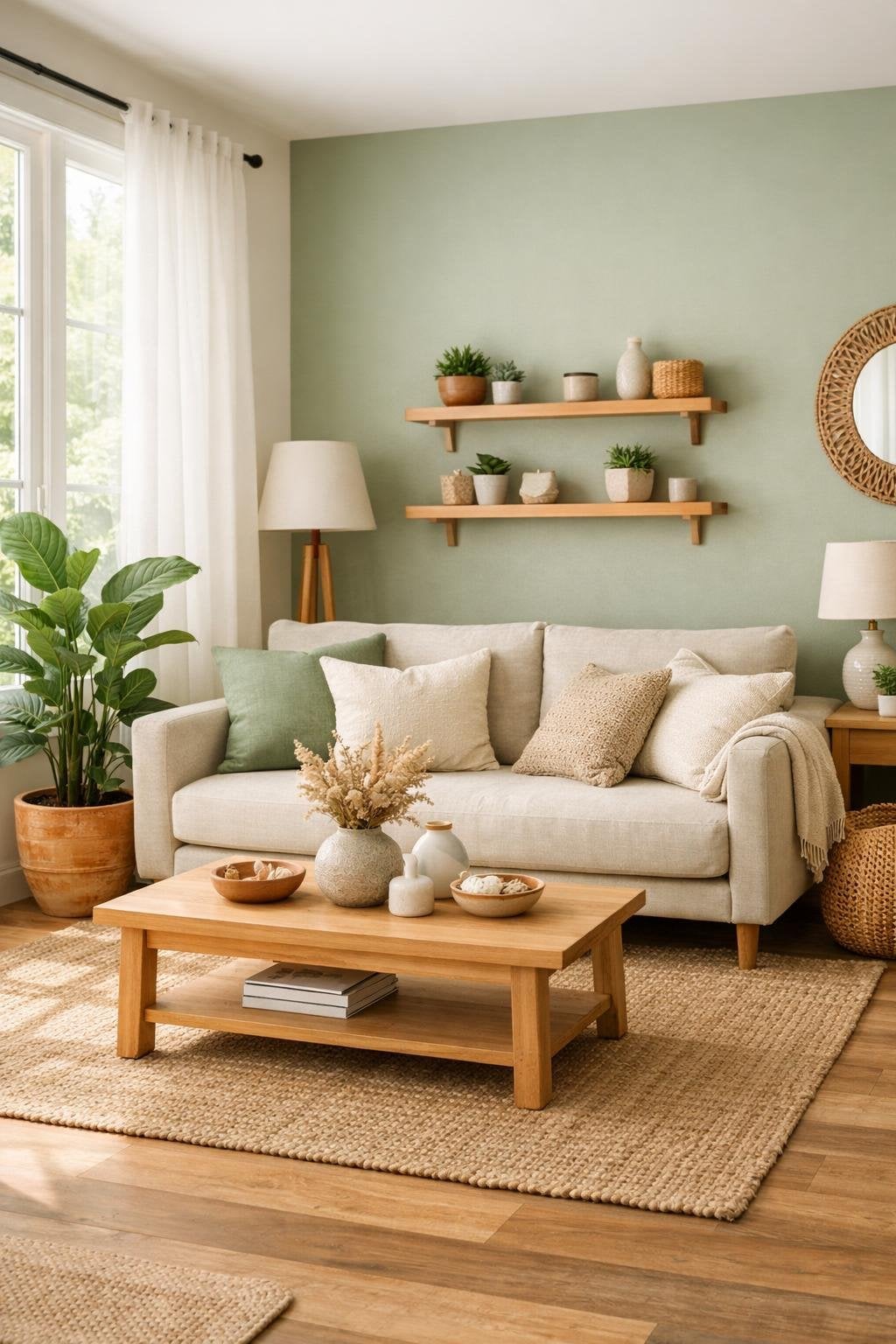 2 Boho Sage Green Living Room