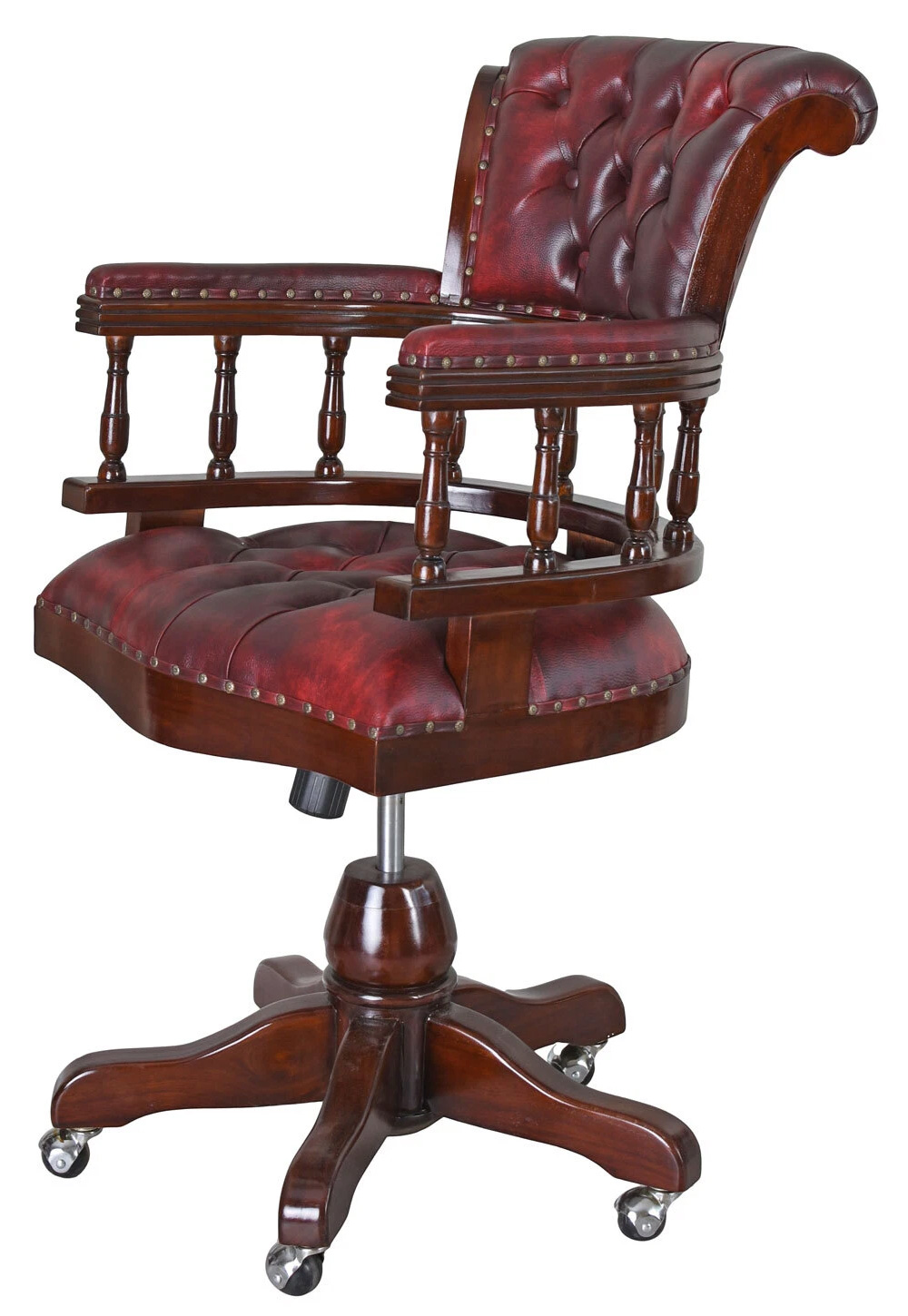 2 Retro Mahogany Office Chair in Faux Leather Vintage Inspired