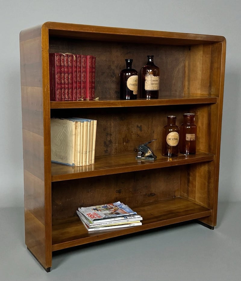 2 Vintage 1940s Art Deco Walnut Bookshelf