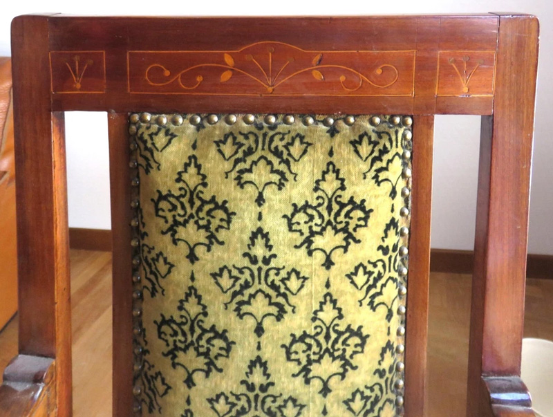 3 Elegant Italian Wood Writing Chair with 1800s Inlay Work 2