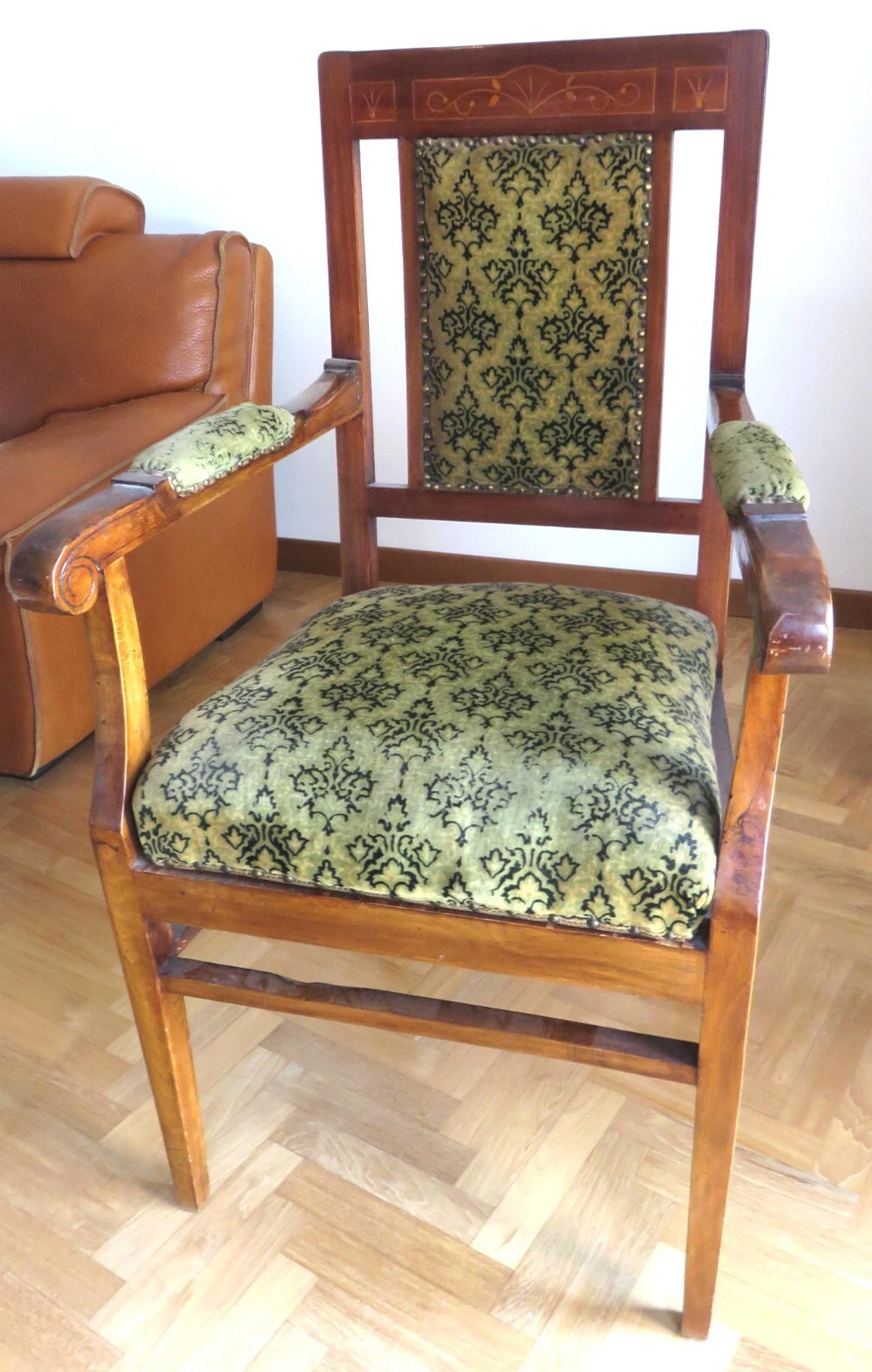 3 Elegant Italian Wood Writing Chair with 1800s Inlay Work