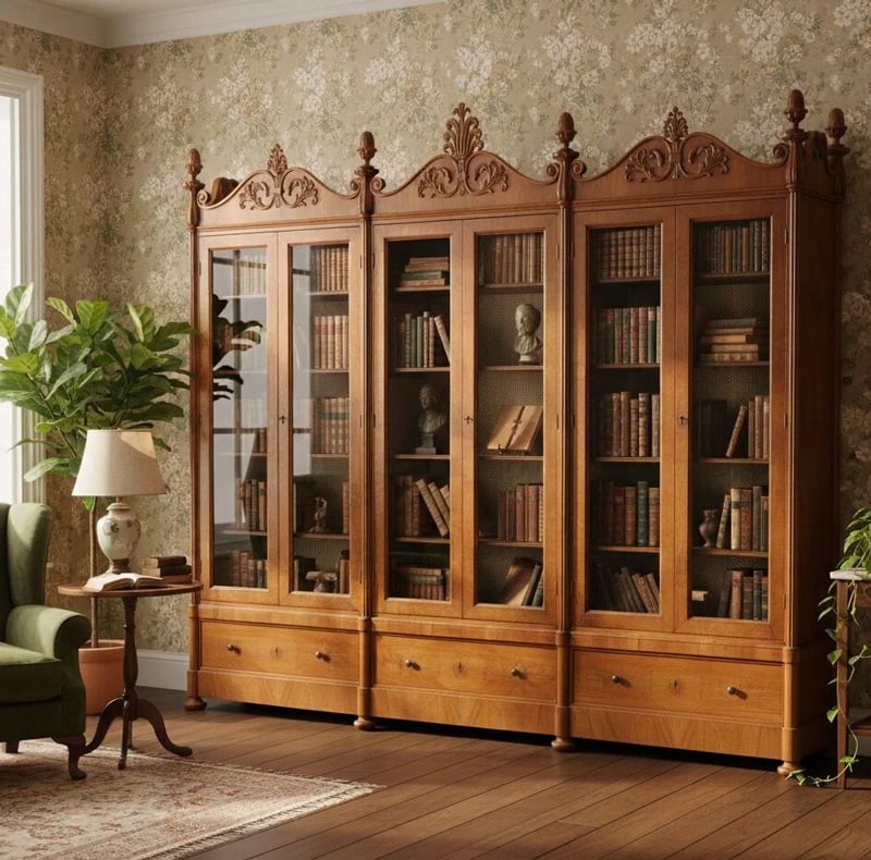 4 Mid 19th Century Italian Walnut Bookcase