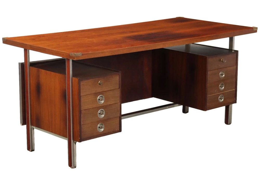 6 1960s Exotic Wood Desk Vintage