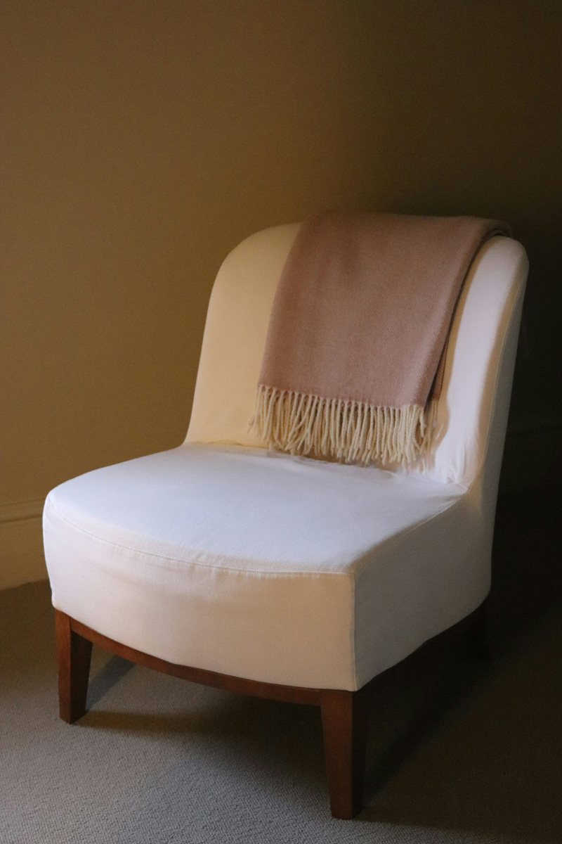 9 Armchair with Pink Cozy Blanket