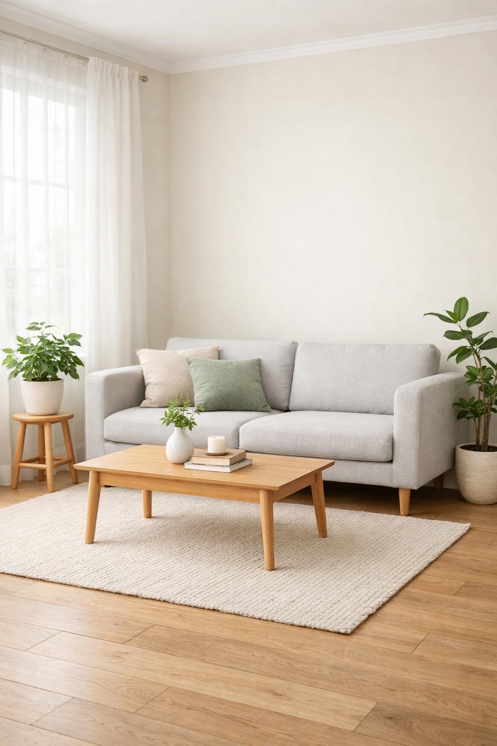 Budget Friendly Minimalist Living Room idea 12 clean surfaces
