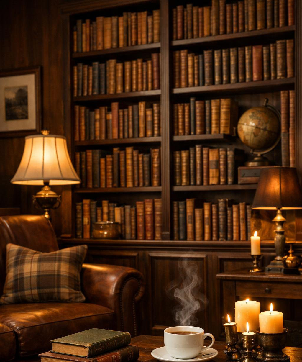 Dark Academia Living Room Decor Idea 1 Floor to Ceiling Bookshelves