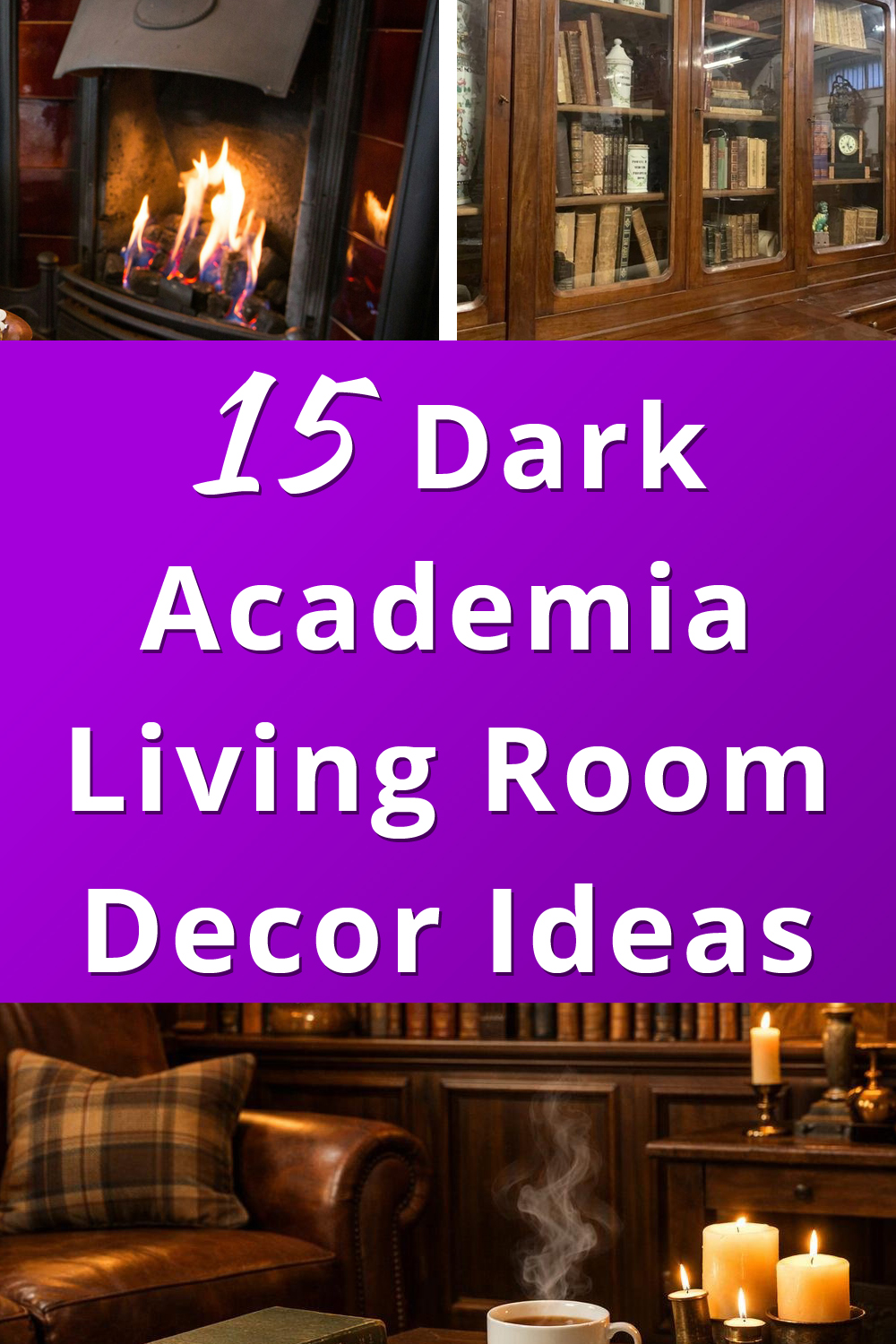 Dark Academia Living Room Decor Ideas pin 1