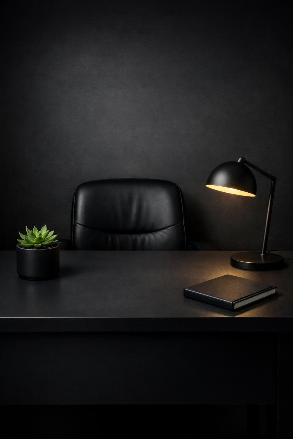 Dark Black Minimalist Office Decor Idea 1 Matte Black Desk Setup