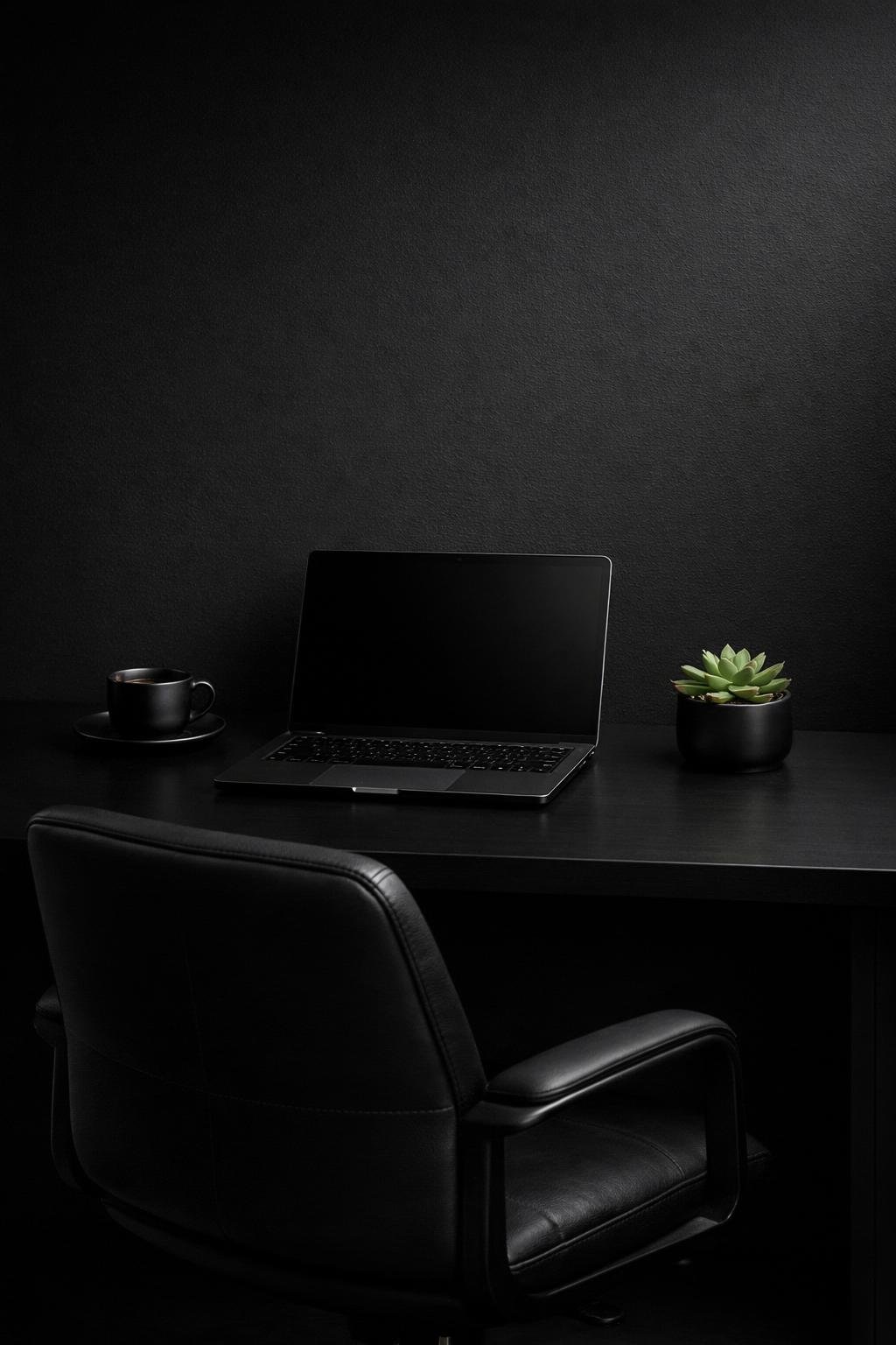 Dark Black Minimalist Office Decor Idea 11 Statement Dark Wall