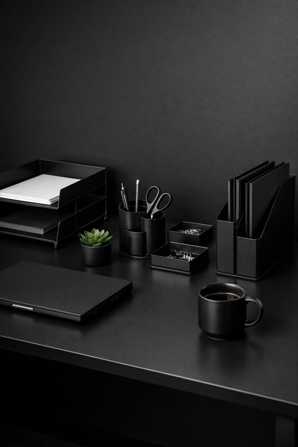 Dark Black Minimalist Office Decor Idea 5 Minimalist Metal Organizers