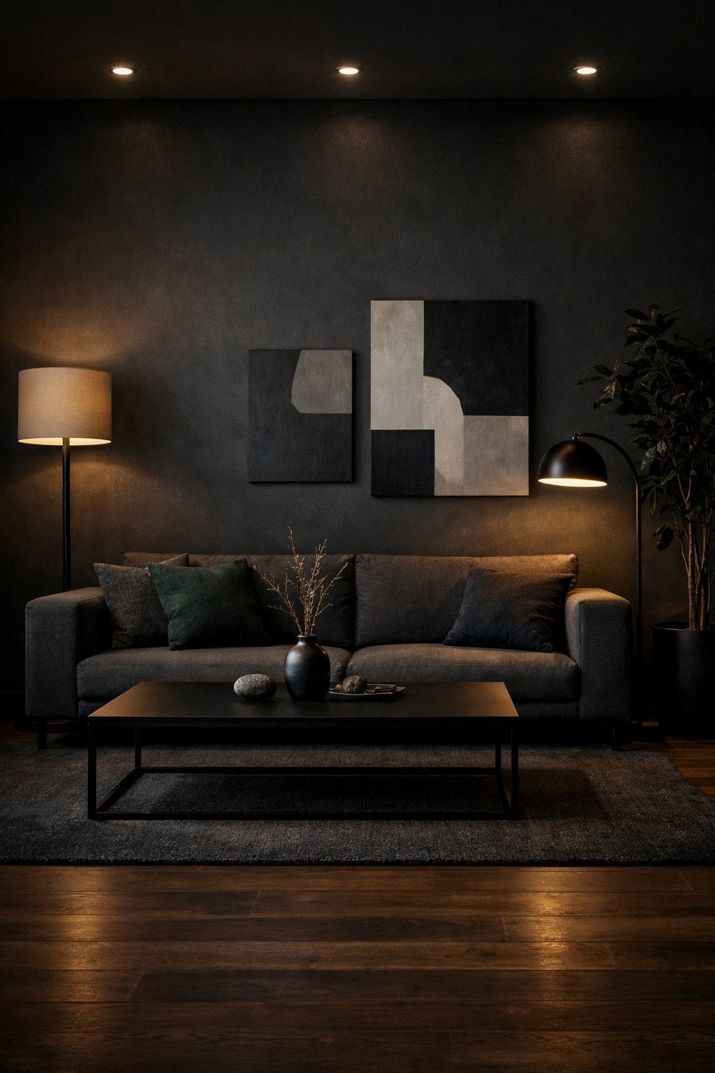 Dark Moody Minimalist Living Room Decor Ideas article