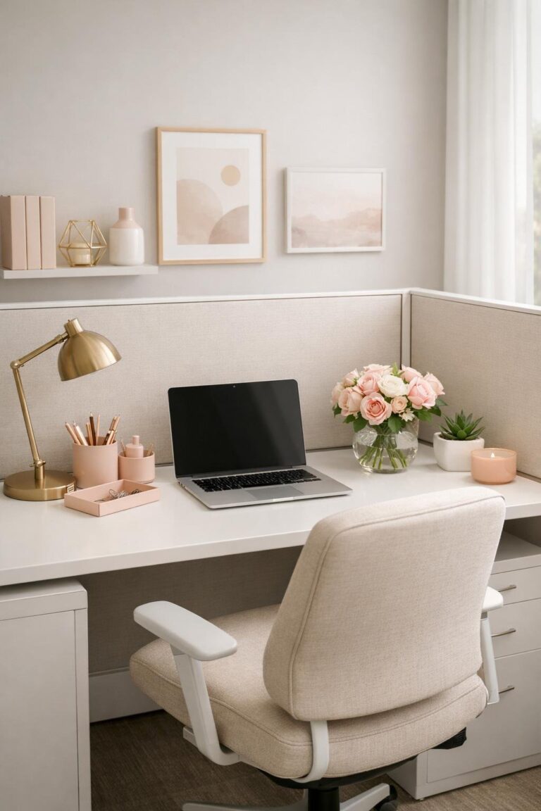 12 Feminine Office Cubicle Decor Ideas for a Cute & Chic Workplace | AZMIND