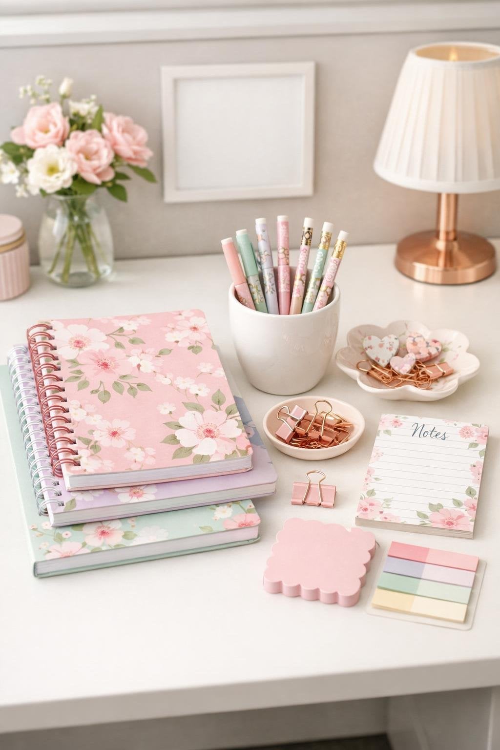 Feminine Office Cubicle Decor Ideas 7 Cute Floral Stationery Set