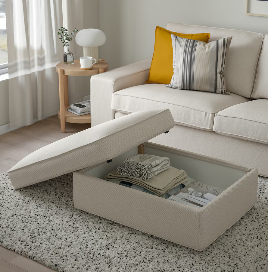 Ikea KIVIK Ottoman with storage Tresund light beige