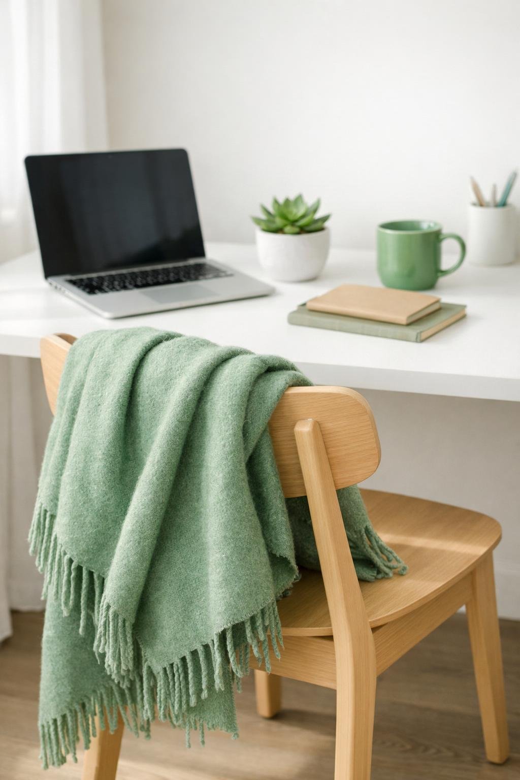 Minimalist Green Office Decor Idea 11 Soft Green Throw Blanket