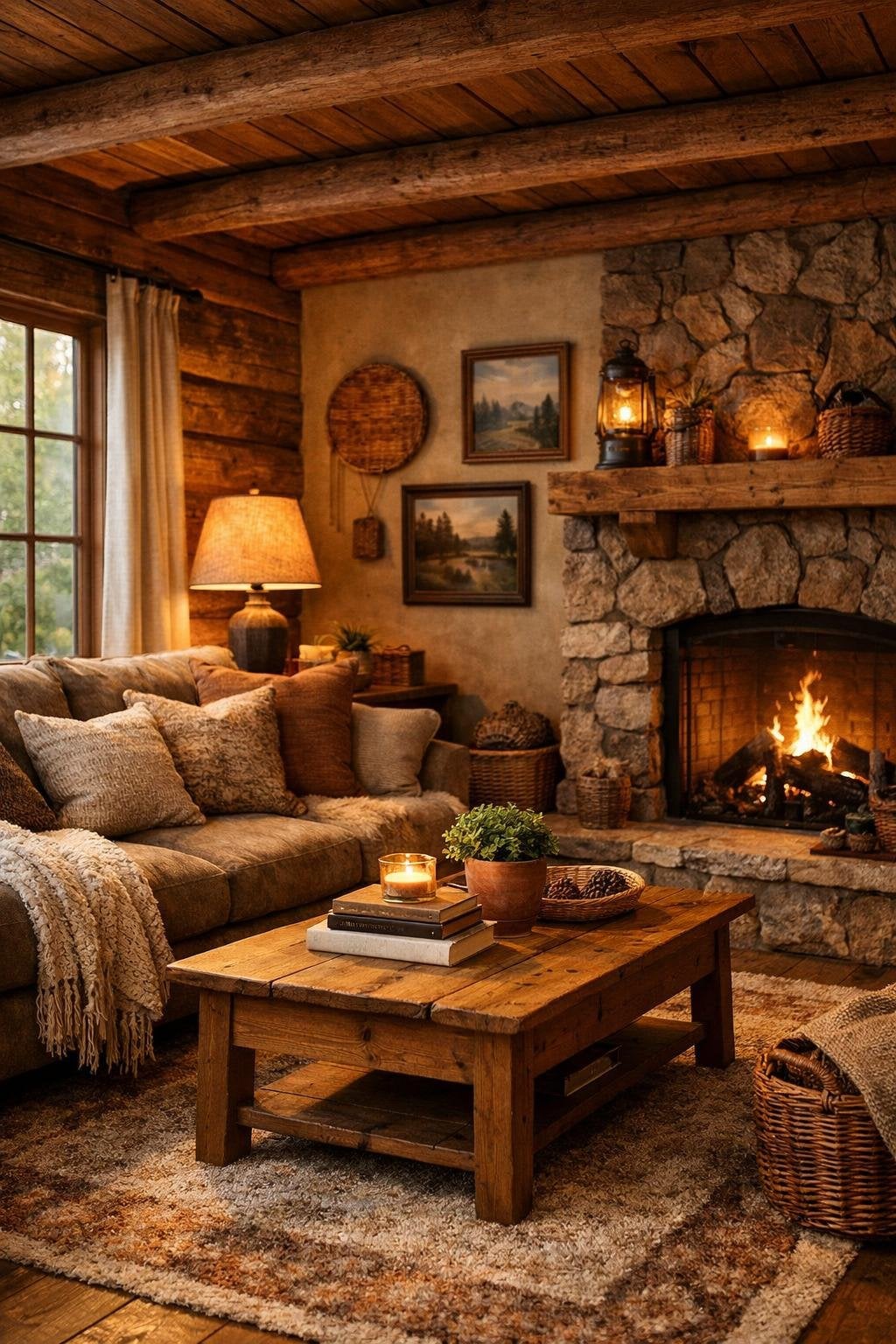 Rustic Living Room Decor Idea 9 cozy throw pillows