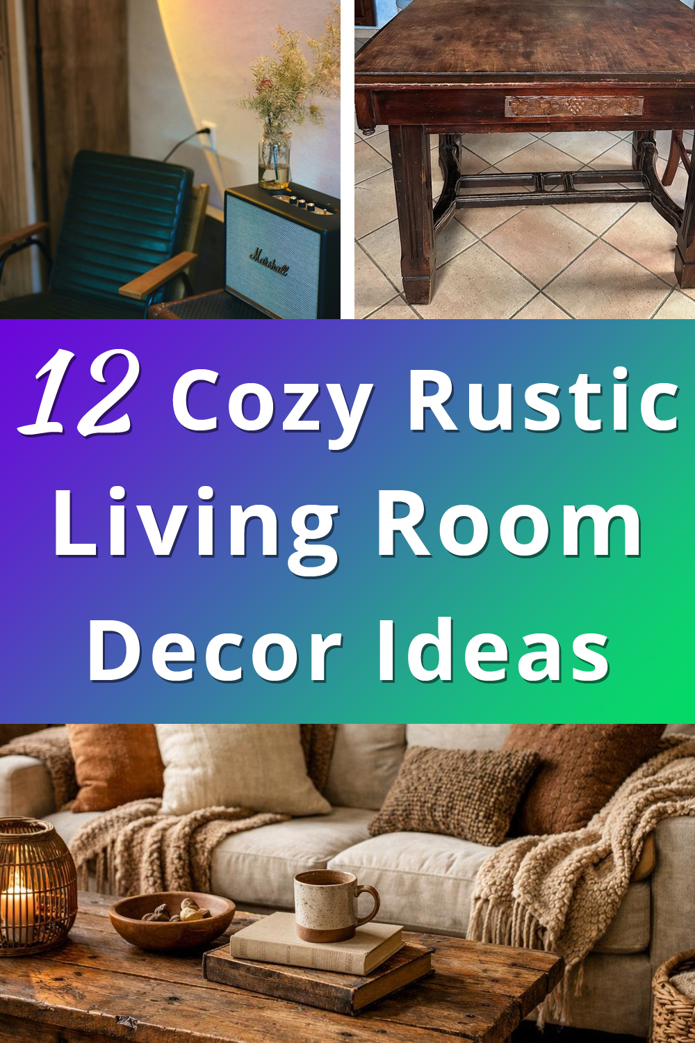 Rustic Living Room Decor Ideas pin 1