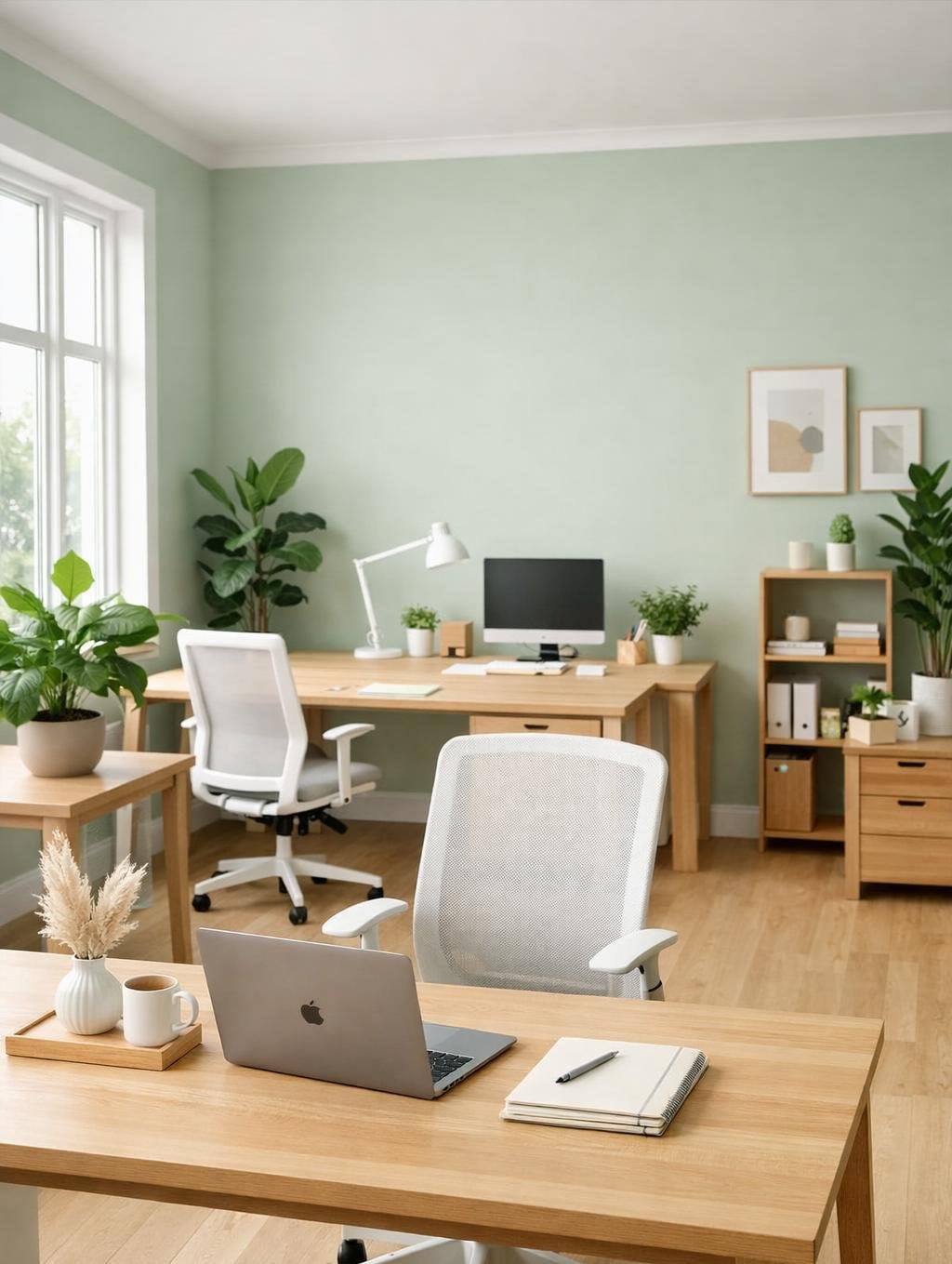 Scandinavian Office Paint Color Idea 3 Pale Sage Green