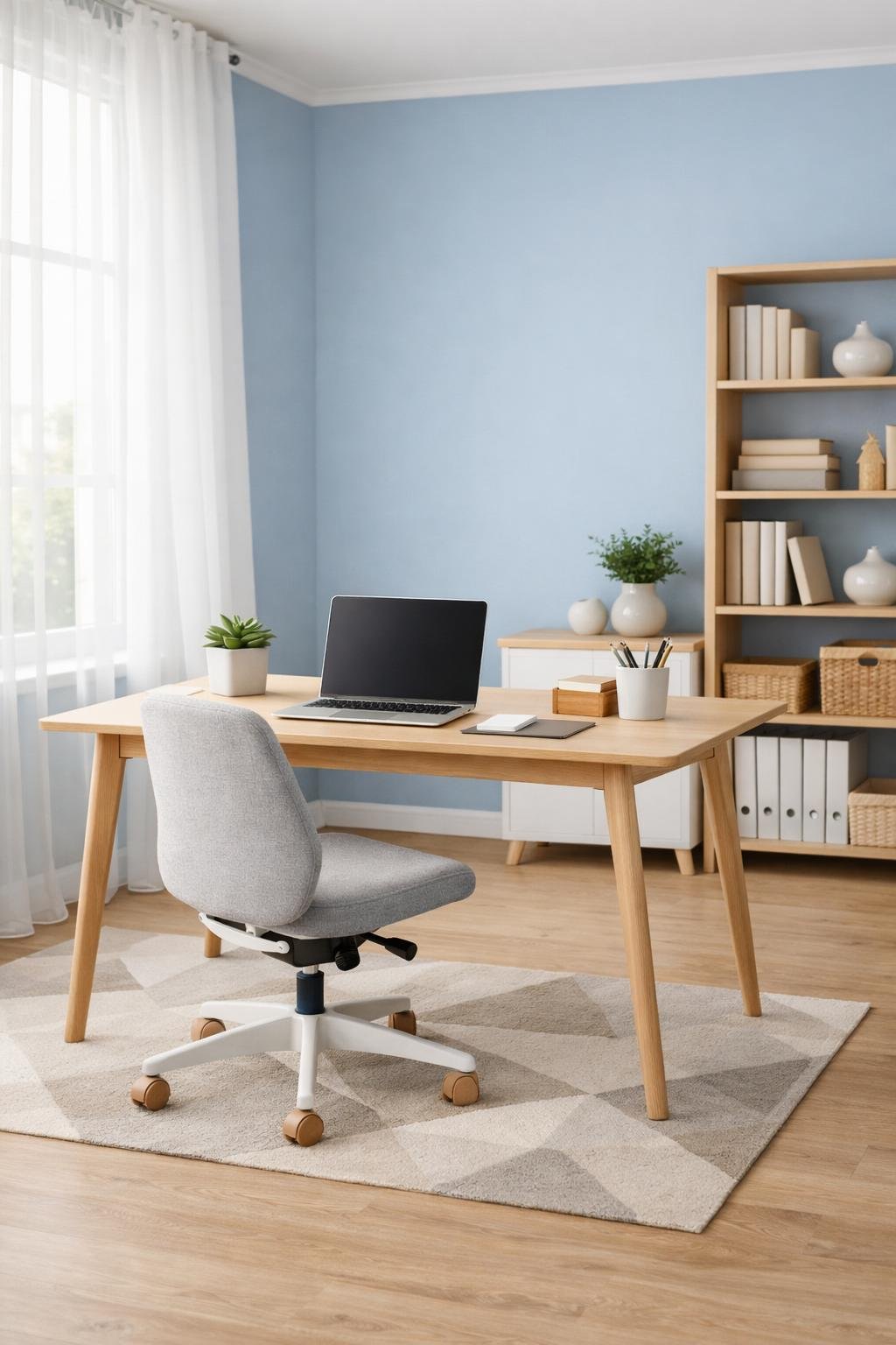 Scandinavian Office Paint Color Idea 4 Dusty Blue