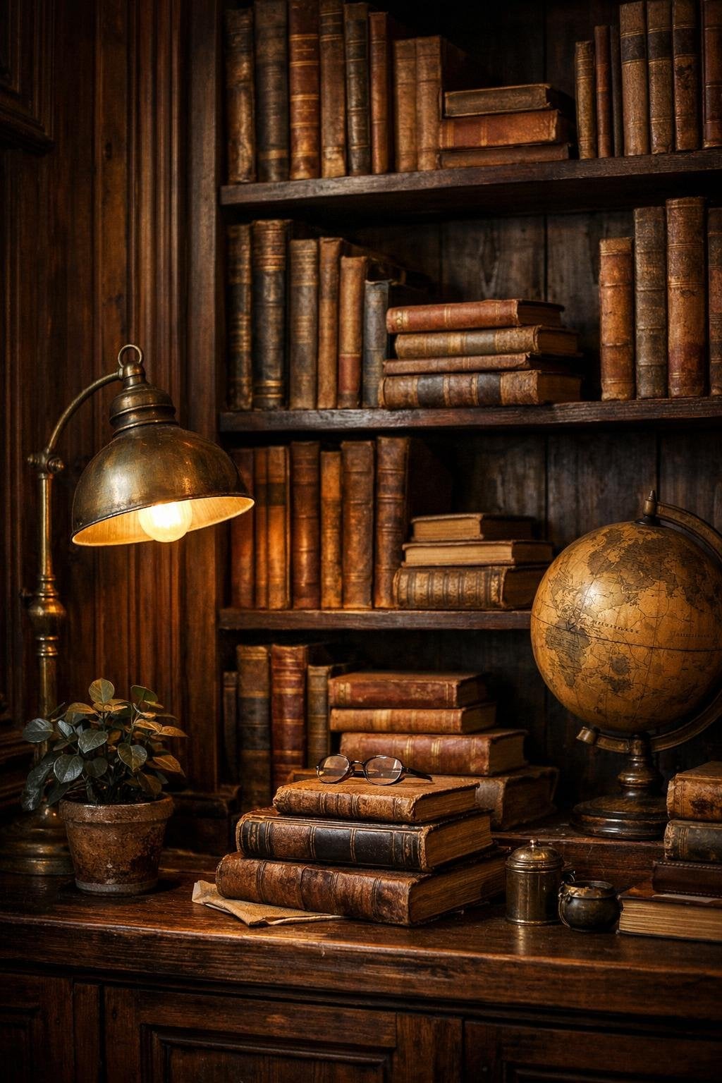 Vintage Dark Academia Living Room Decor Idea 2 Time Worn Library Corner
