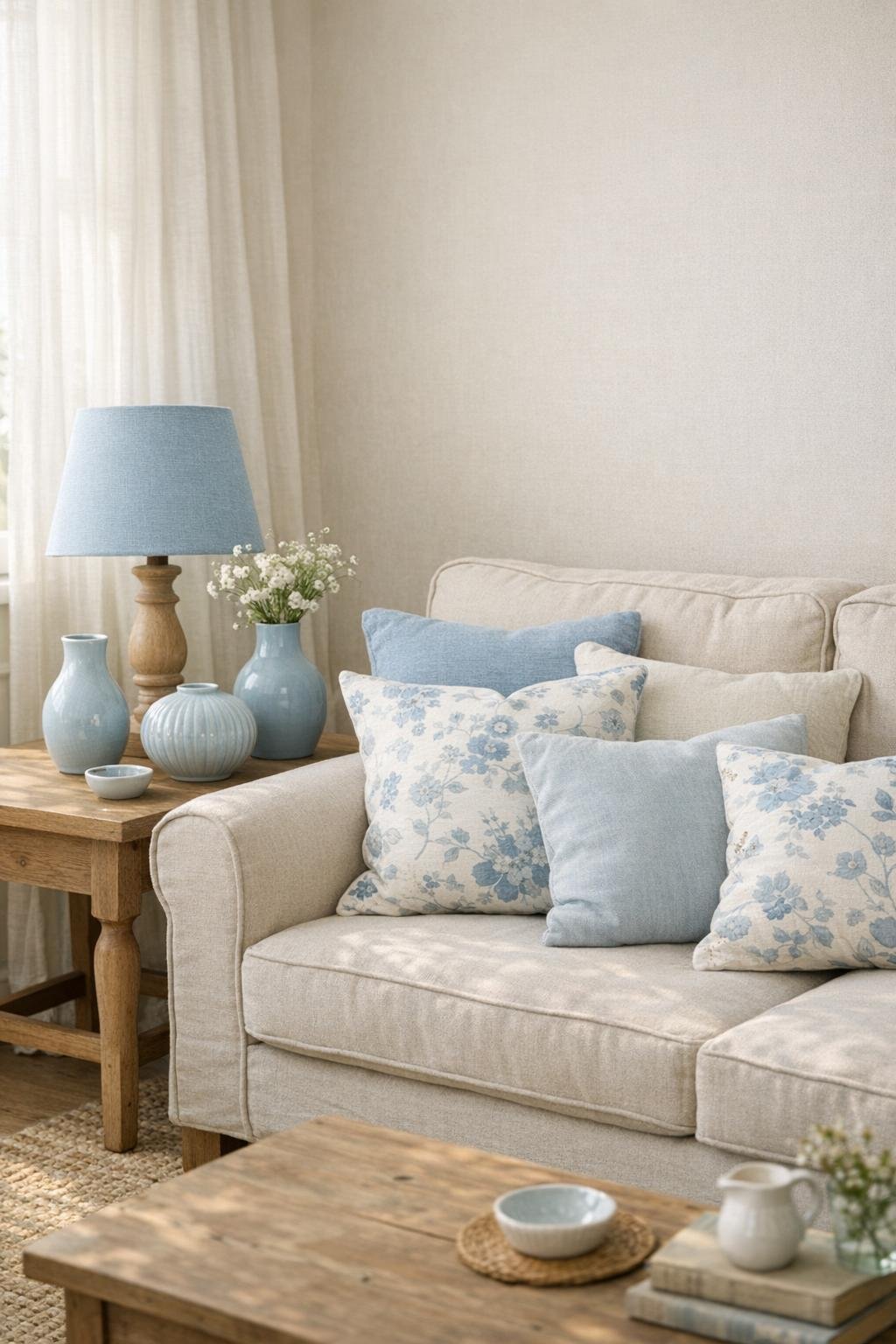 Blue Cottagecore Living Room Decor Idea 2 Light Blue Accents