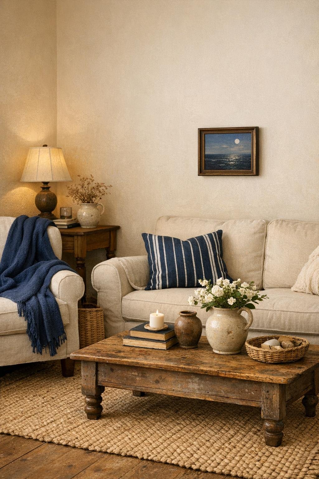 Blue Cottagecore Living Room Decor Idea 4 Navy Elements