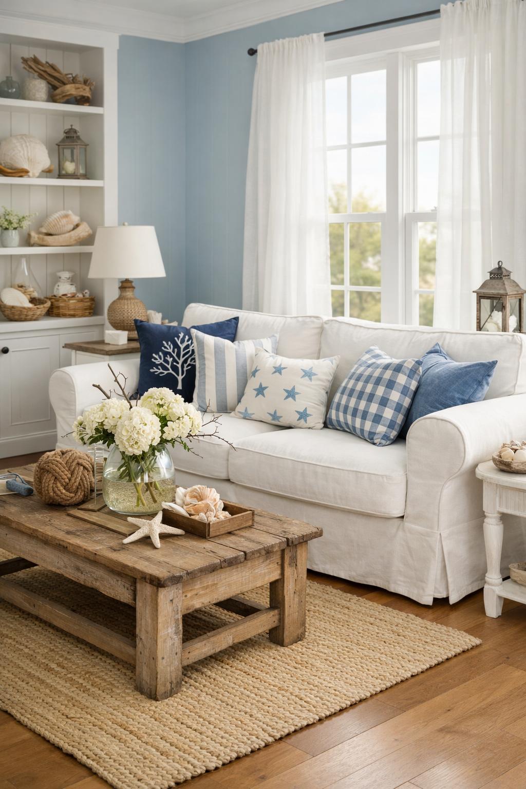 Blue Shabby Chic Living Room Idea 3 Blue and White Coastal Cottage