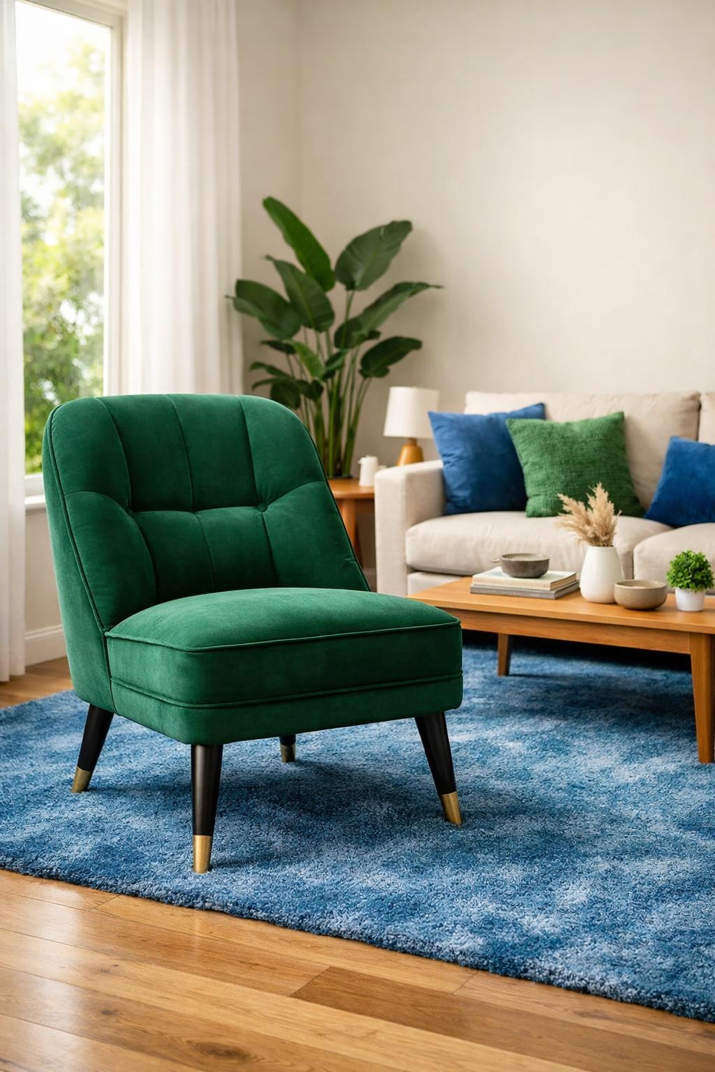 Blue and Green Living Room Decor Idea 2 Deep Green Accent Chair