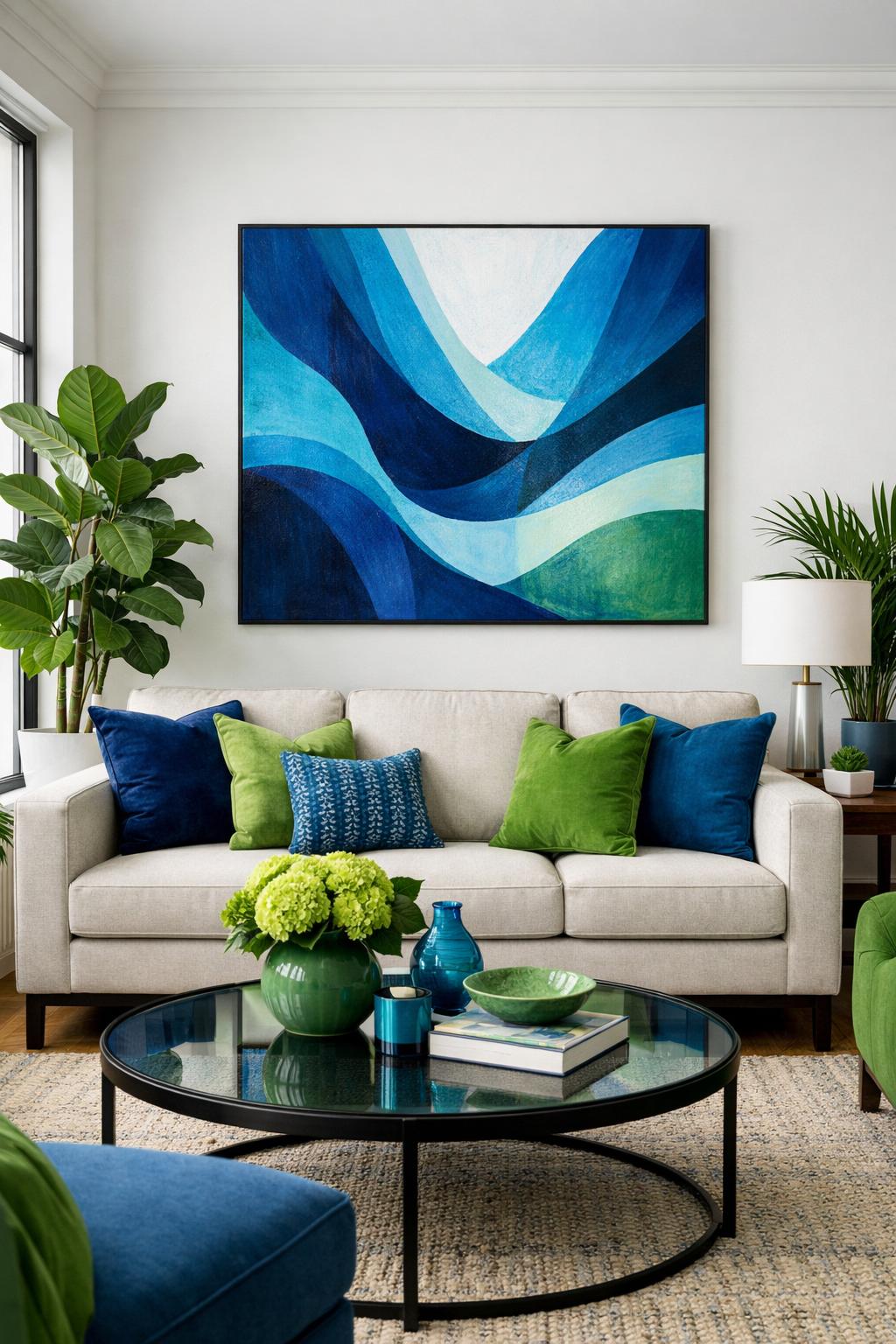 Blue and Green Living Room Decor Idea 3 Blue Artwork