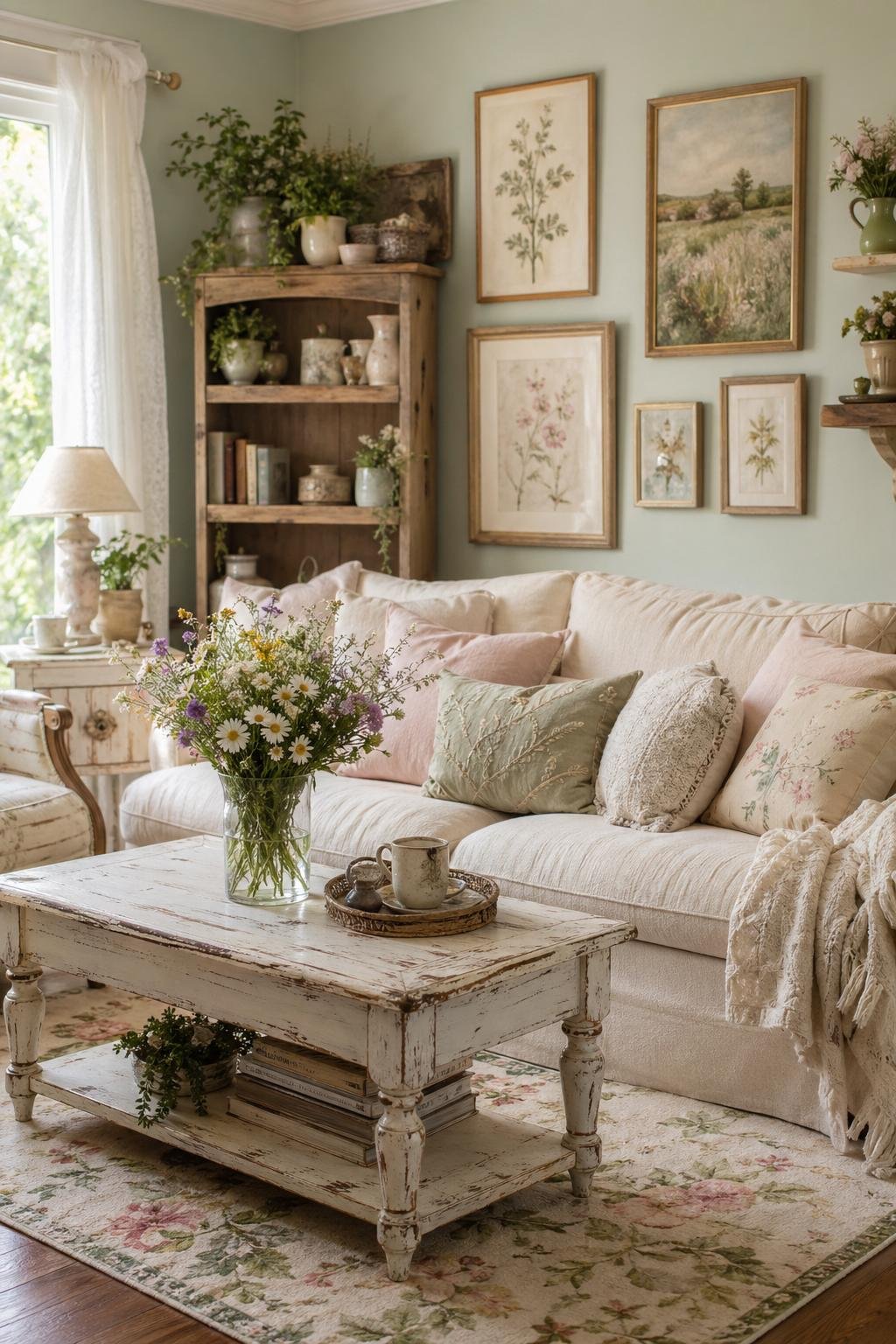 Cottagecore Shabby Chic Living Room Decor Idea 4 Wall Art