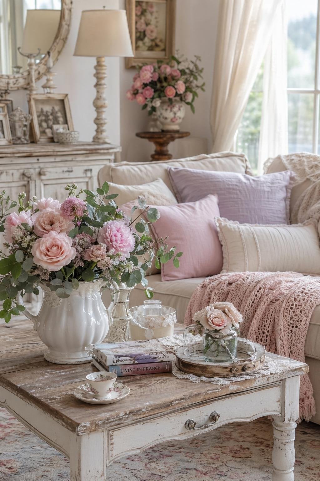 Cozy Vintage Shabby Chic Living Room Decor Idea 2 Pastel Florals
