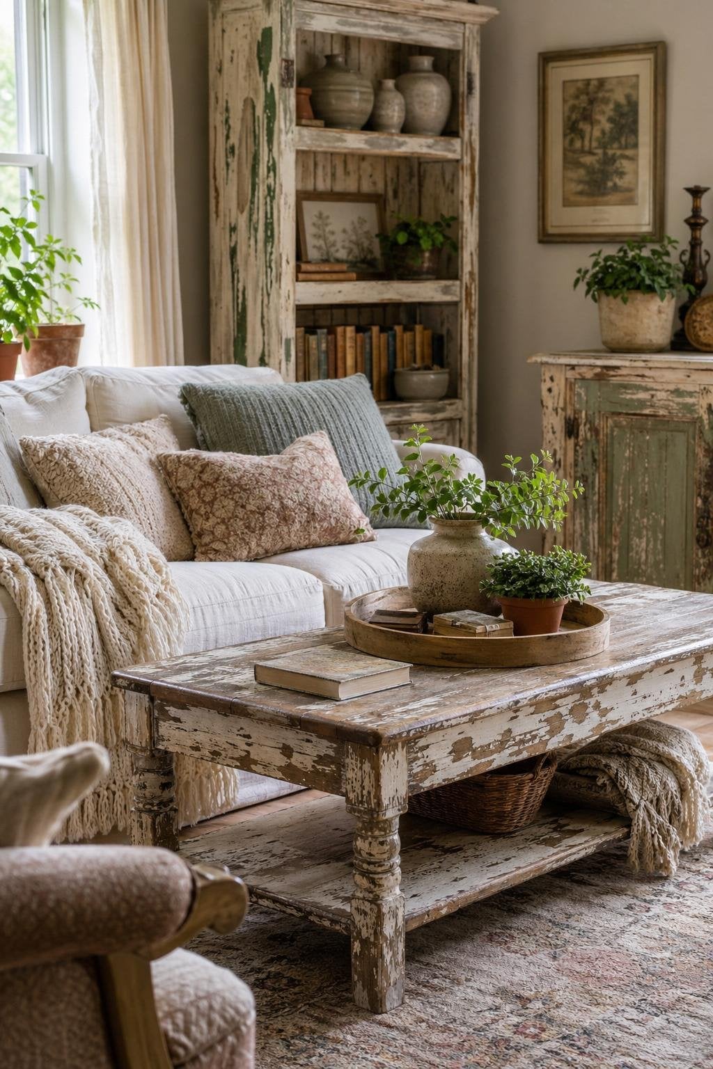 Cozy Vintage Shabby Chic Living Room Decor Idea 6 Chippy Wood