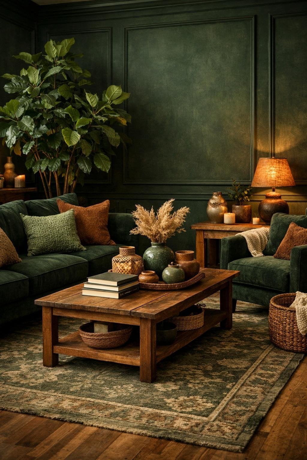 Dark Green Living Room Idea 6 Cozy Dark Green Textures