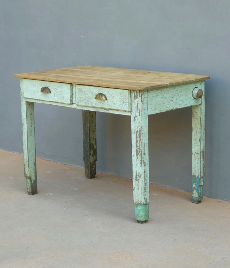 Distressed shabby chic green table