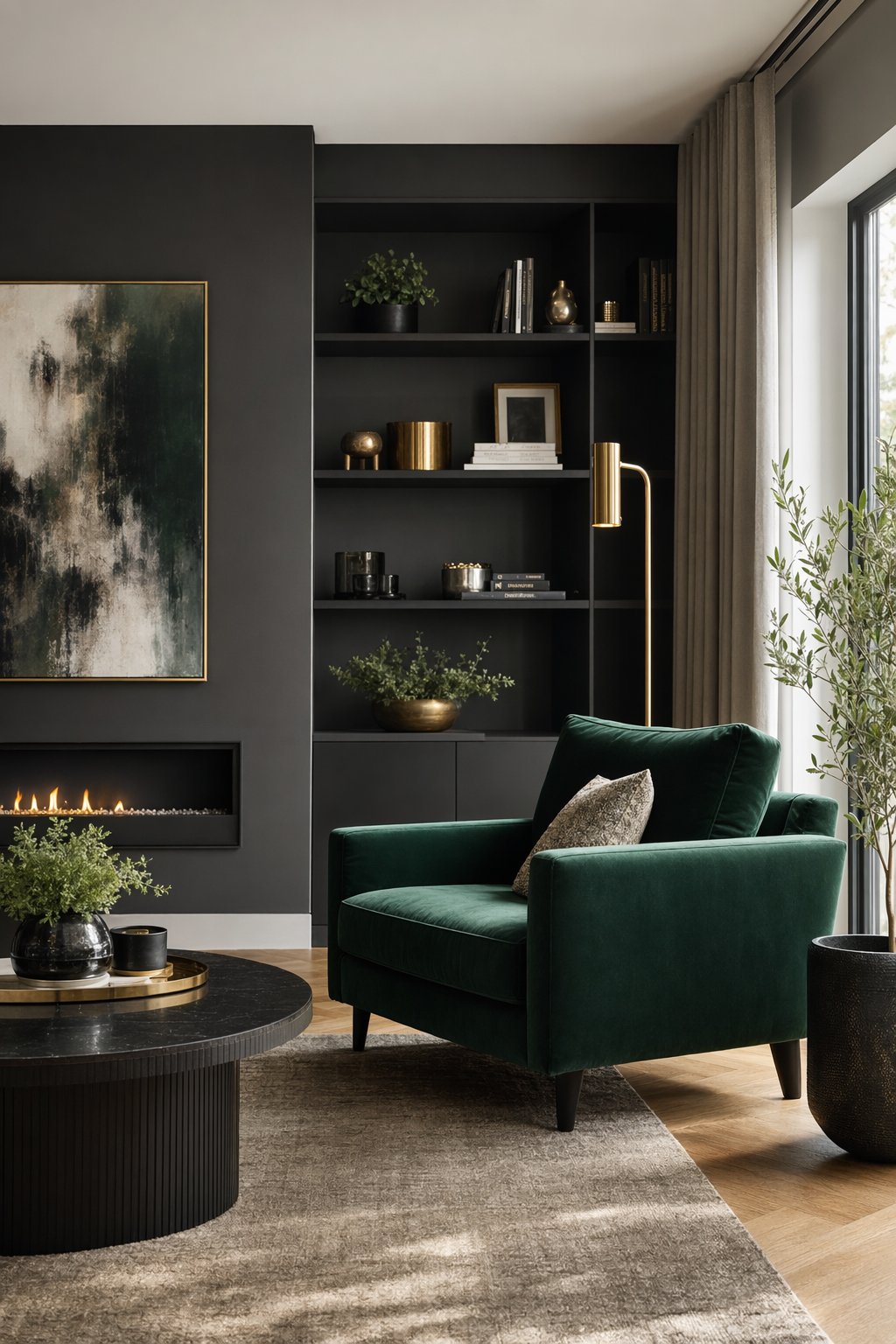 Emerald Green Living Room Idea 2 Black and Emerald Modern