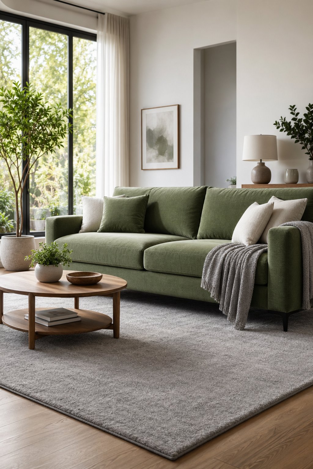 Grey and Green Living Room Decor Idea 5 Grey Area Rug