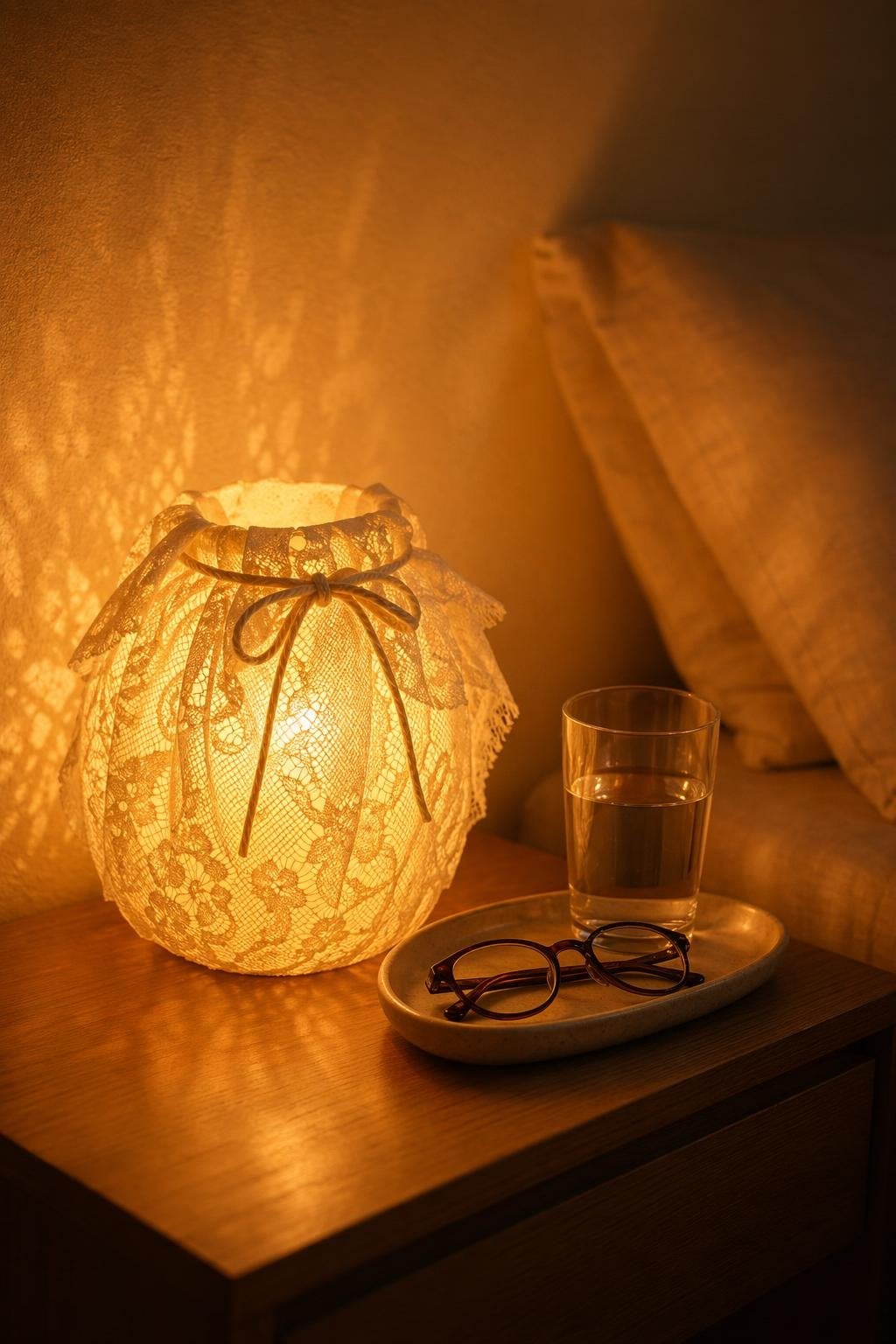 Lamp Basket DIY Idea with Recycled Old Lace and Balloon