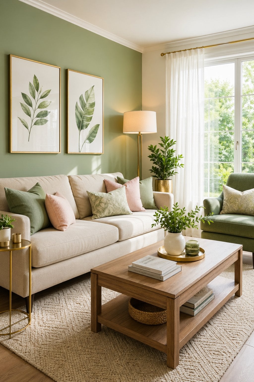 Light Green Living Room Decor Idea 1 Accent Wall