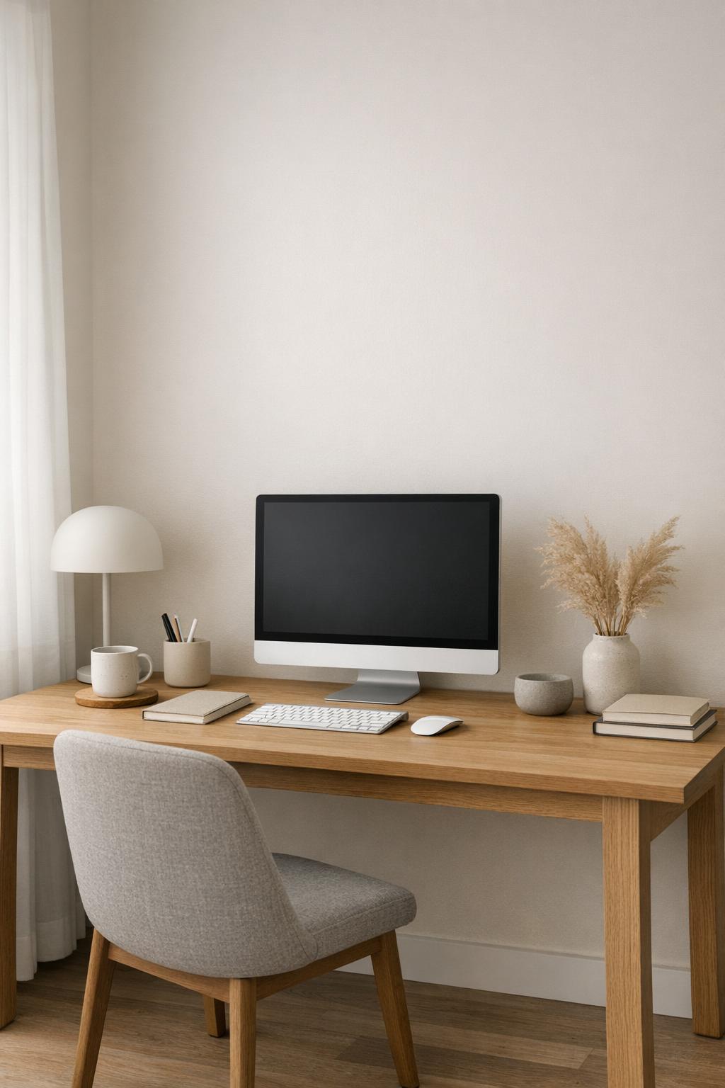 Minimalist Office Accent Wall Idea 1 Soft Neutral Paint Wall